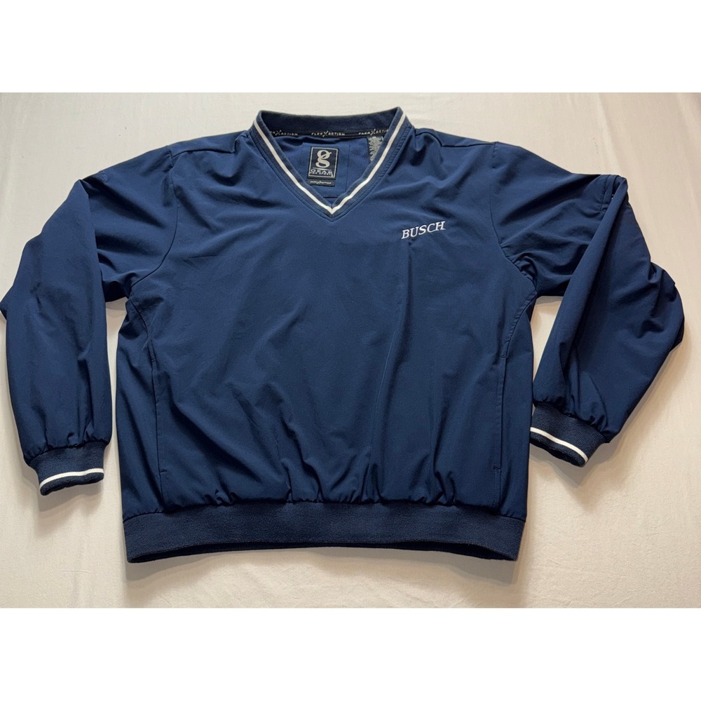 Mens Gear for Sports Busch Pullover Jacket Blue V Neck Windbreaker Size M